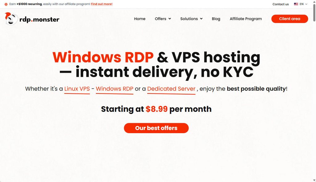 rdpmonster专业Windows VPS低至$8.99,美国/欧洲,6G内存/2核/40GNVMe/1Gbps不限流量-大耳狗